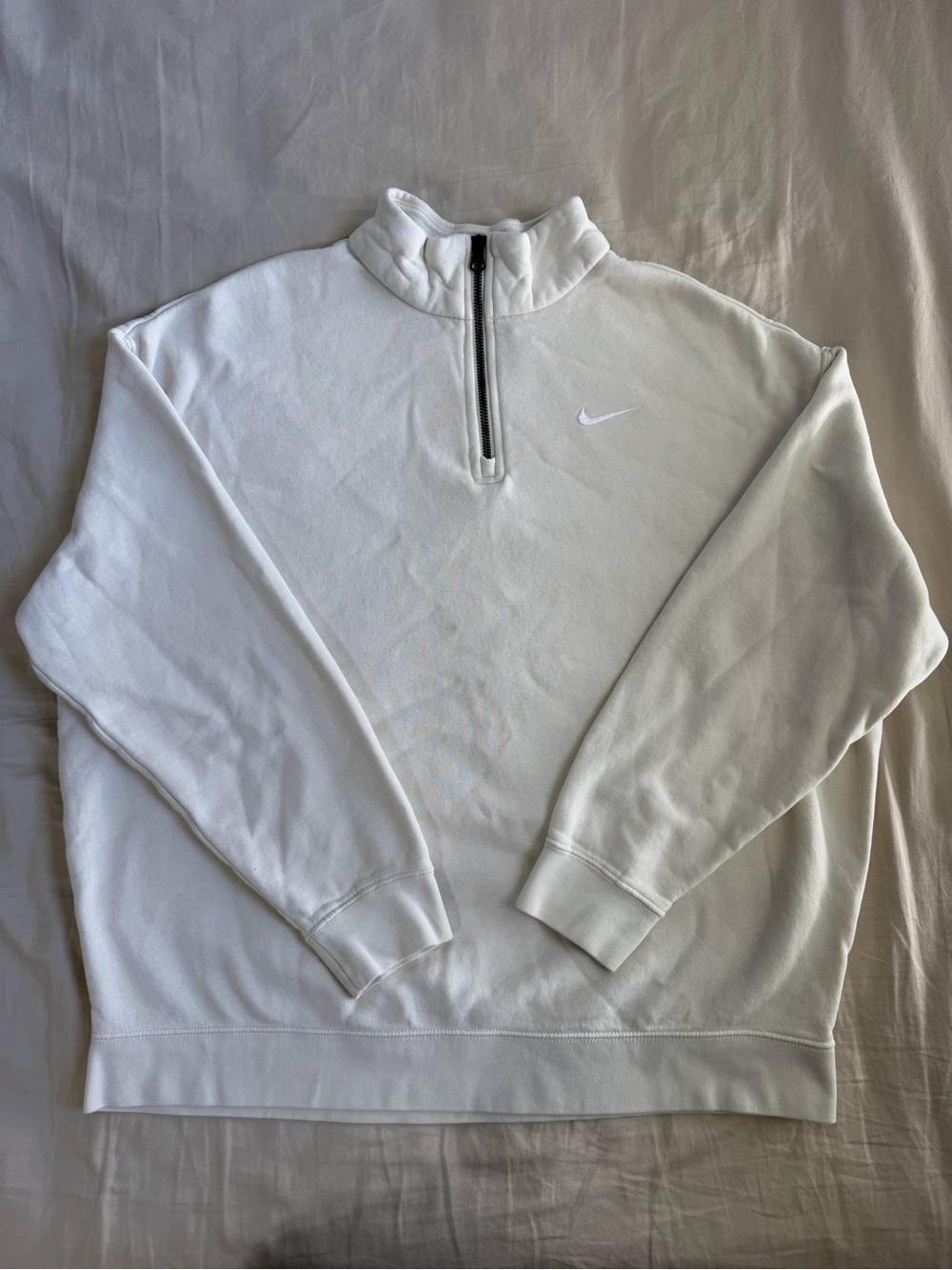 Nike Cream Quarter-Zip Fleece Pullover Sweatshirt